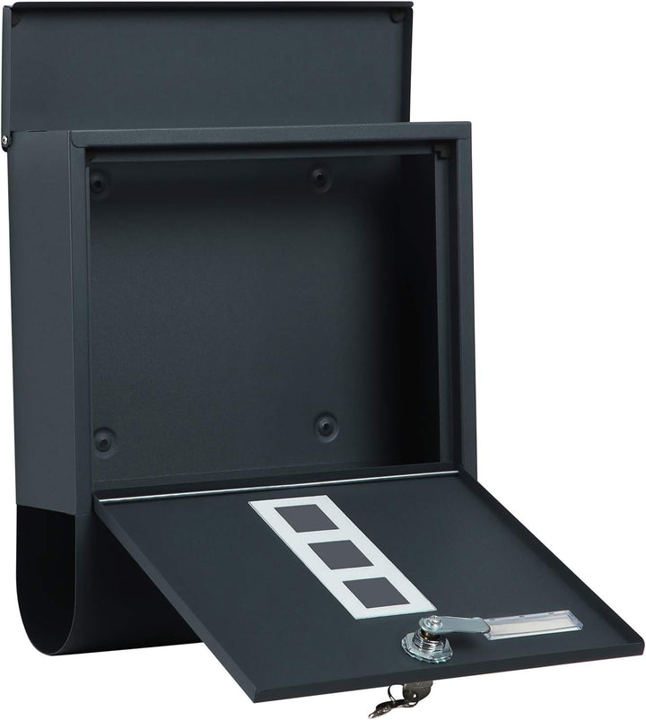SONGMICS Briefkasten, 2er Set, Wandbriefkasten, Schloss mit Kupfer-Schliesszylinder, drehbare Abdeck