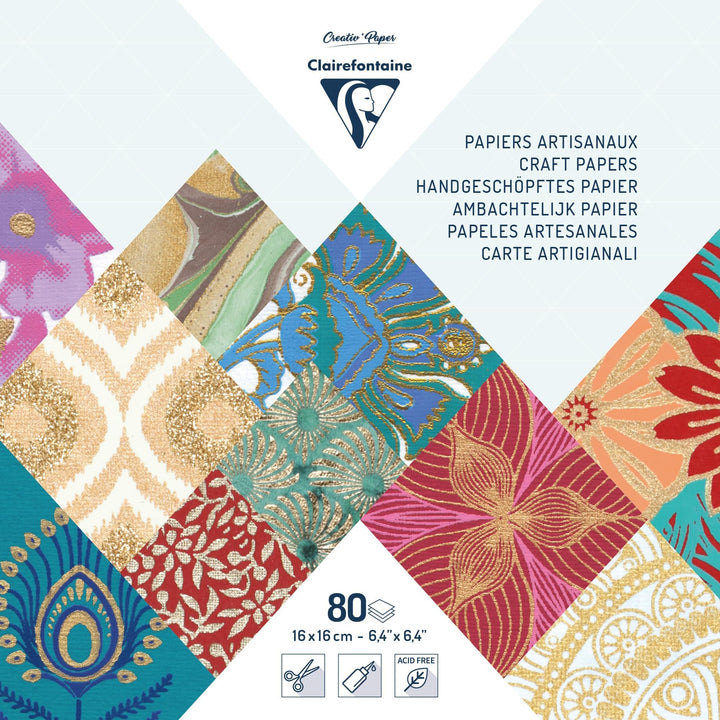 Clairefontaine 95217C Block kopfseitig verleimt mit 80 Bögen Papier aus aller Welt (16 x 16 cm, geei