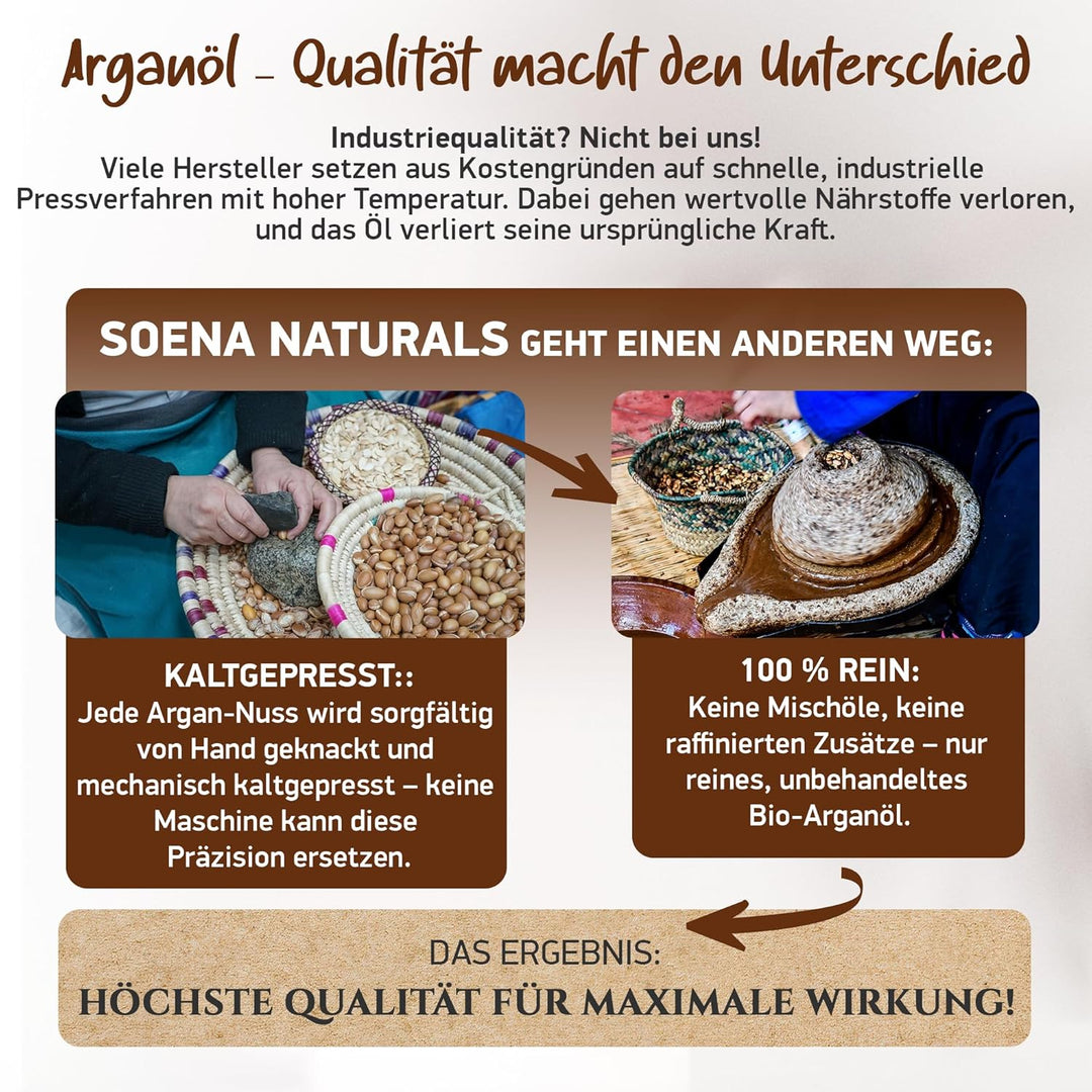 ARGANÖL BIO KALTGEPRESST | 100% Rein | Für Haare Haut & Nägel | Pipette+Pumper | Original aus Marokk