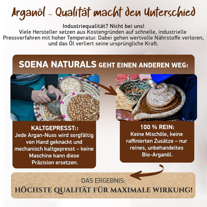ARGANÖL BIO KALTGEPRESST | 100% Rein | Für Haare Haut & Nägel | Pipette+Pumper | Original aus Marokk