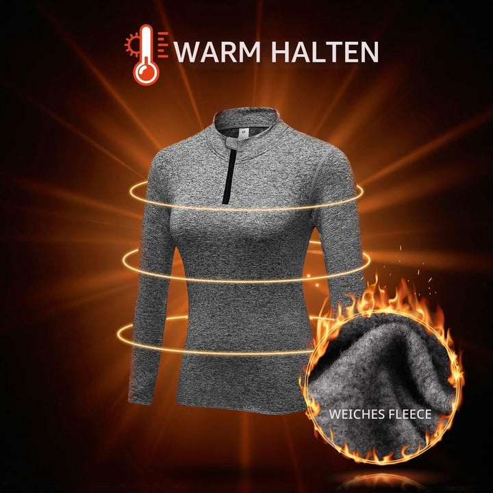 WOWENY Fleecepullover Damen 1/4 Zip Funktionsshirt Fleece warm Laufshirt Langarm mit Stehkragen, Atm