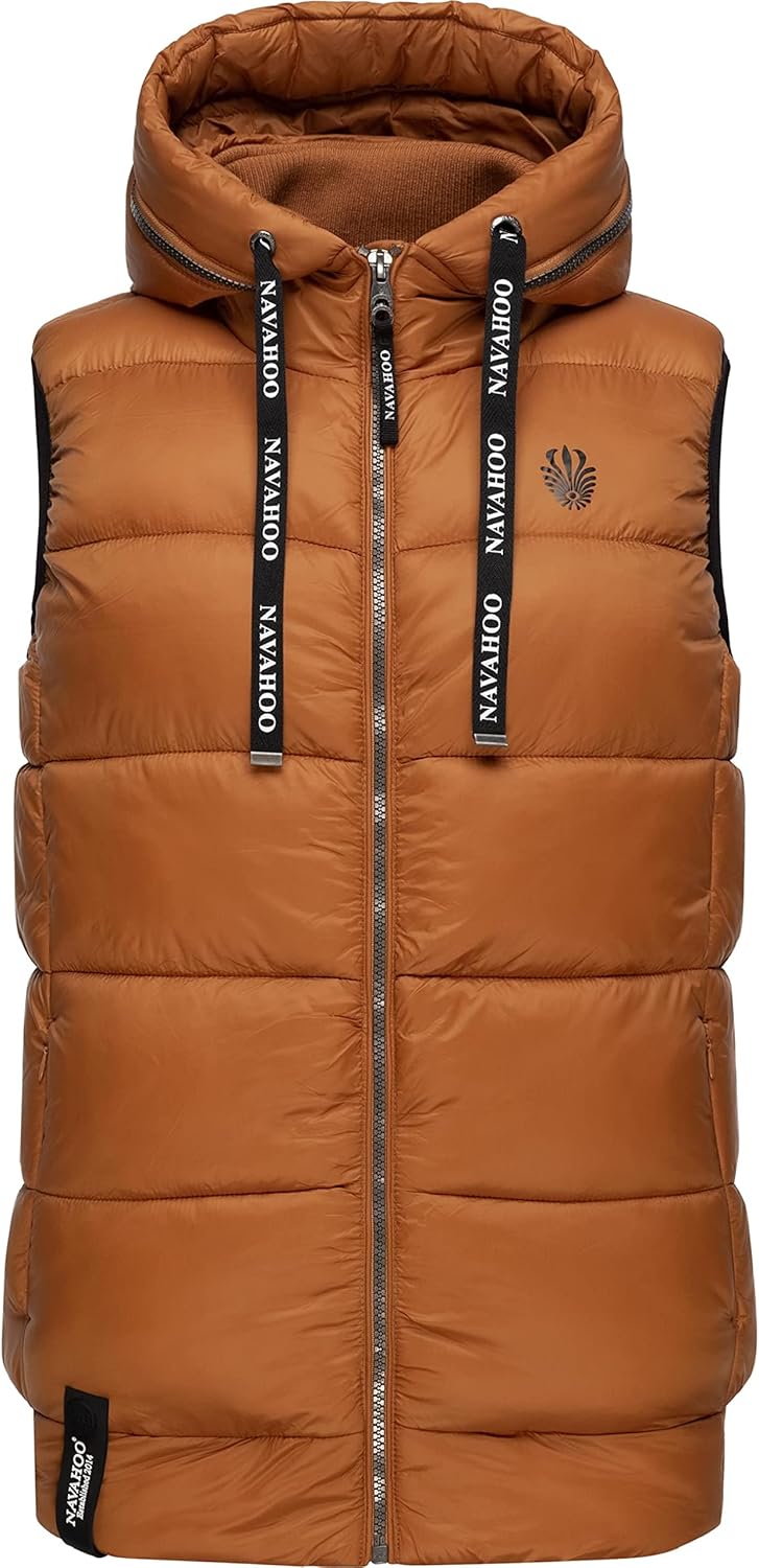 Navahoo Damen Steppweste leichte Outdoor-Weste Übergangsjacke mit Kapuze Kassidy XS-3XL S Rusty Cinn