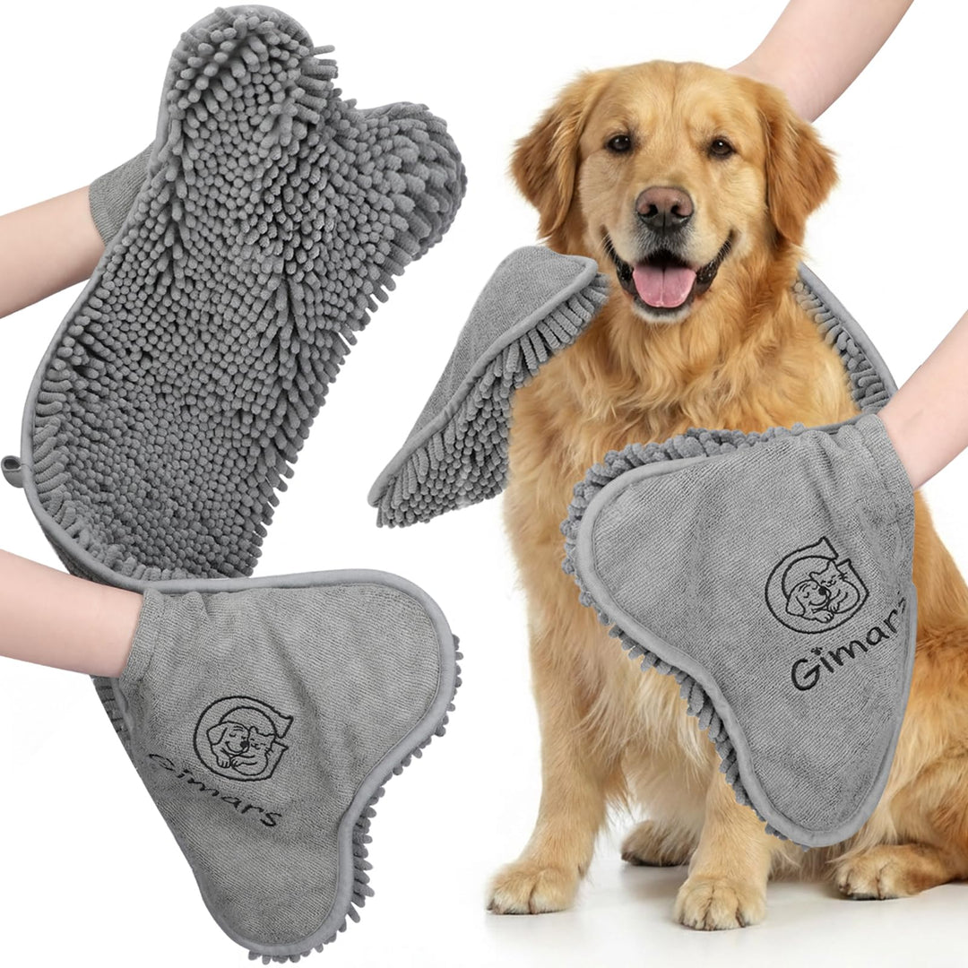 Gimars Chenille Hundehandtuch mit Taschen, 32x82cm, Saugfähig & Schnelltrocknend