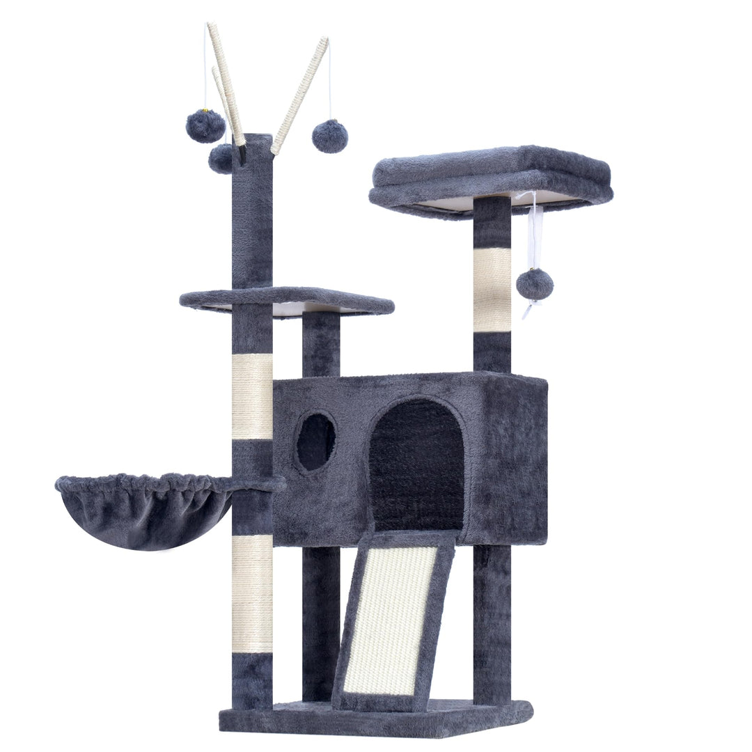 Hey-brother Kratzbaum, 105 cm Klein stabil Katzenbaum mit abnehmbaren Spielzeugen, Höhle, 1 Plattfor