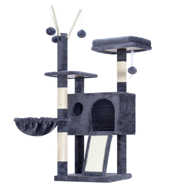 Hey-brother Kratzbaum, 105 cm Klein stabil Katzenbaum mit abnehmbaren Spielzeugen, Höhle, 1 Plattfor