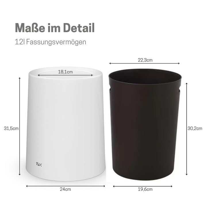 12L Schwingdeckel Mülleimer Weiss Matt – Vielseitiger Badezimmer Papierkorb & WC Mülleimer, Elegante