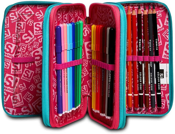 SJ GANG Federmäppchen, Mäppchen, mehrfarbig, Federtasche für Schreibwaren, Etui mit Stiften, Kugelsc