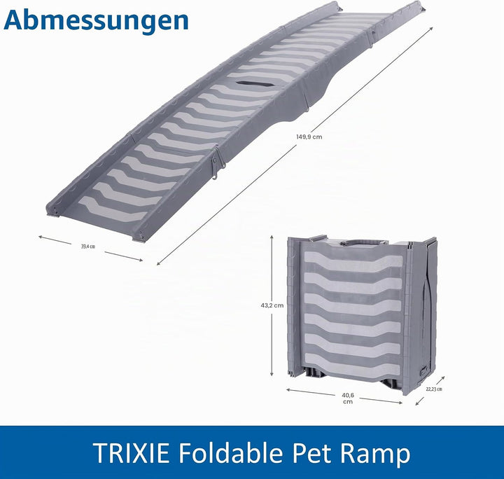 Trixie 39476 Rampe, 3-fach klappbar, Kunststoff, 39 × 150 cm,