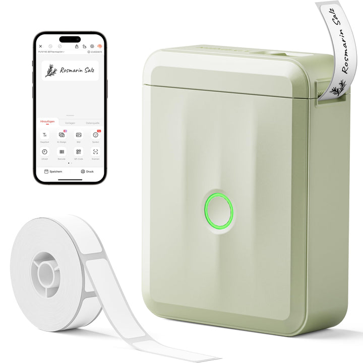 NIIMBOT Namensaufkleber Etikettendrucker, D110 Bluetooth Etikettiergerät, mit wasserdichte Etiketten
