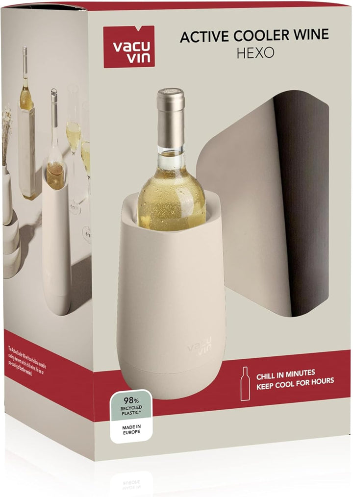 Vacu Vin Hexo Weinkühler 2-in-1 - Wiederverwendbar Sand - Flaschenkühler Manschette aus Recyceltem M