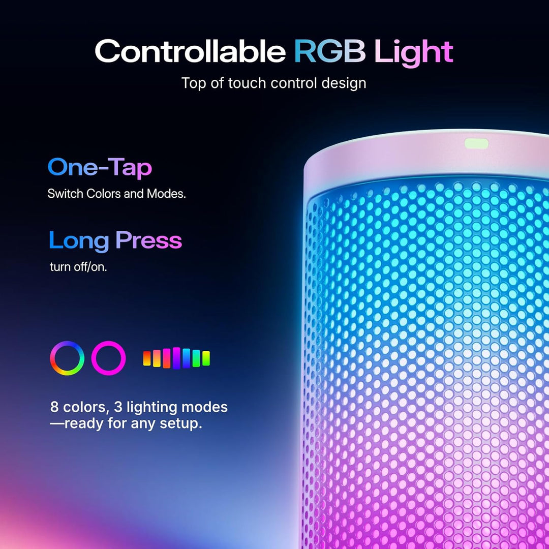 MAONO Gaming Mikrofon Rosa mit Geräuschunterdrückung, Computer PC Kondensatormikrofon mit RGB-Licht,