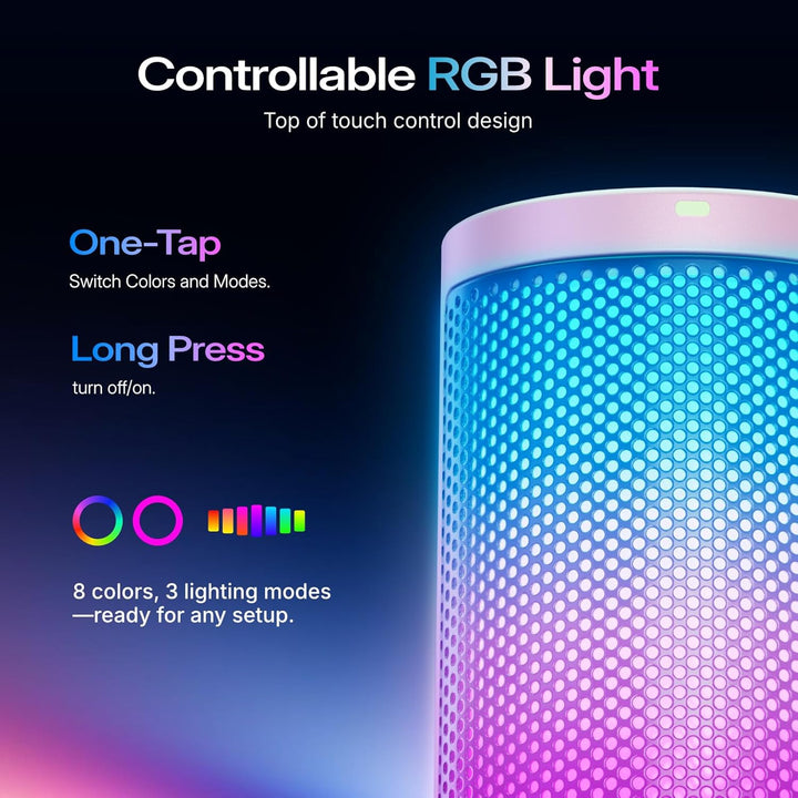 MAONO Gaming Mikrofon Rosa mit Geräuschunterdrückung, Computer PC Kondensatormikrofon mit RGB-Licht,