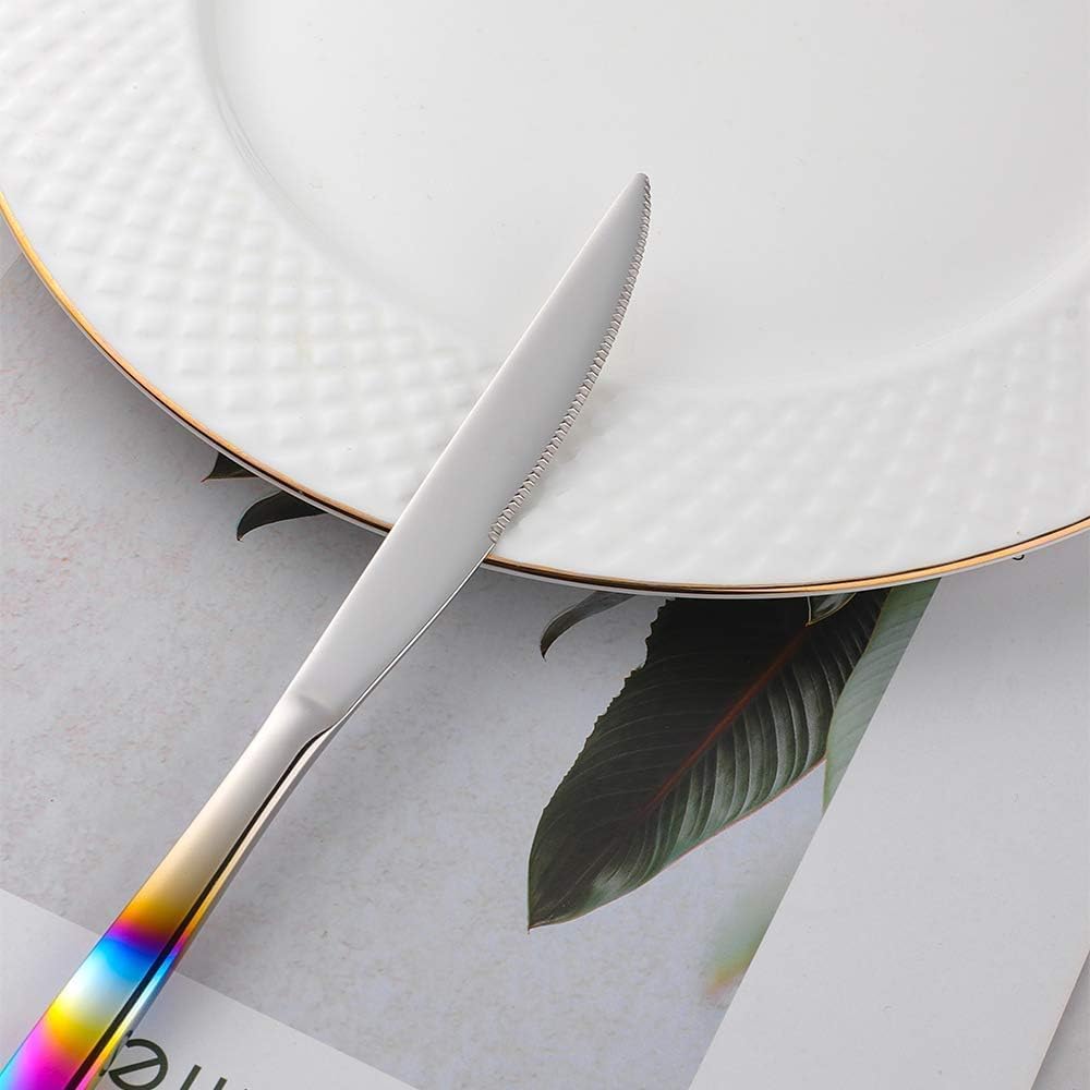 YDware Besteck Regenbogen Gradient, 16 Stück Besteck Set für Haus Küche Restaurant Gabeln Löffel Tee