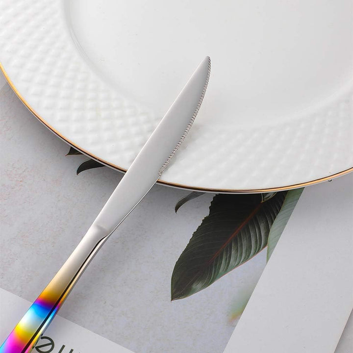YDware Besteck Regenbogen Gradient, 16 Stück Besteck Set für Haus Küche Restaurant Gabeln Löffel Tee