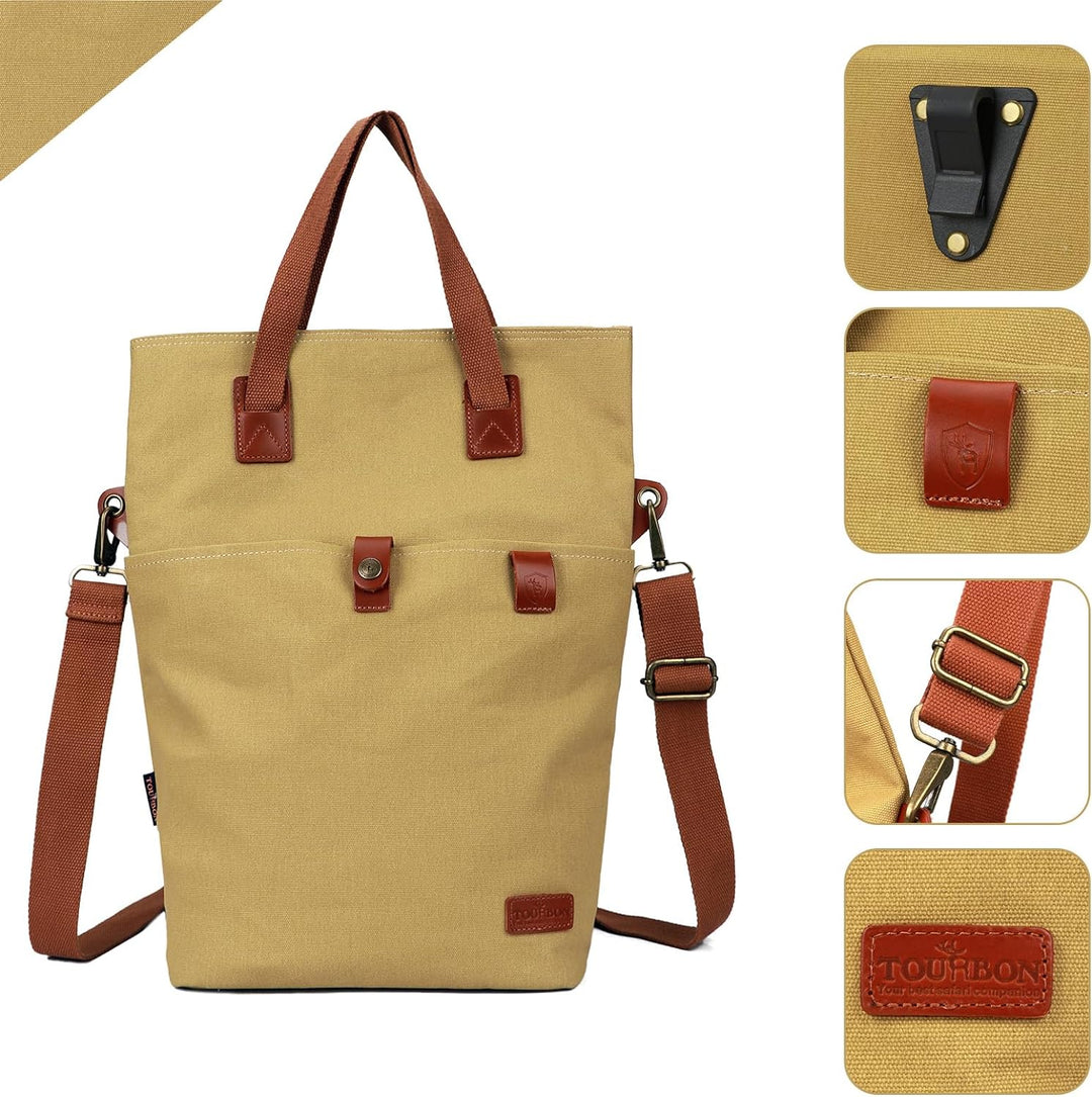 TOURBON Fahrradtasche für Damen, Segeltuch, Schultertasche, Packtasche zum Anclippen mit Schnellvers
