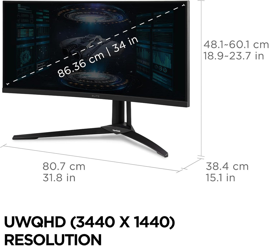 Viewsonic XG341C-2K 86,4 cm (34 Zoll) Curved Gaming Monitor (UWQHD, Quantum Dot, 1ms, 200 Hz, FreeSy