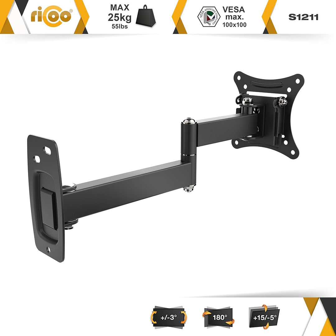 RICOO PC Monitor Wandhalterung Schwenkbar Neigbar für 13-29 Zoll, Halterung Wand S1211, Monitorhalte
