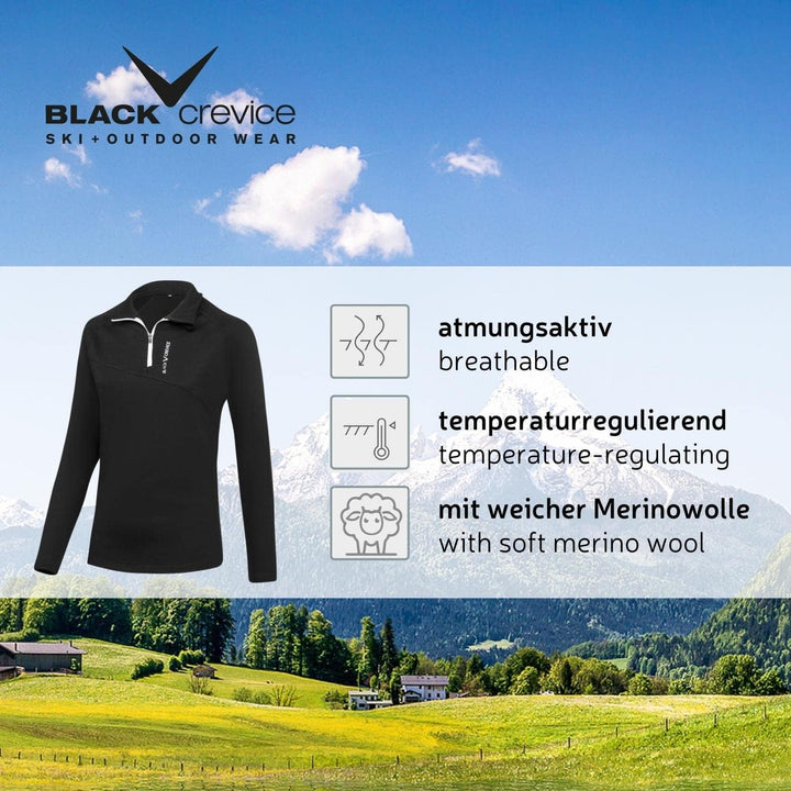 Black Crevice Damen Merino Skirolli I Hochwertiger Merino-Skipullover I Rolli für Damen aus 70% Meri