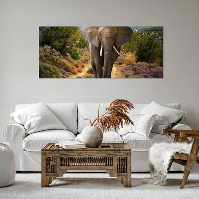 Wandbilder Dekoration Wohnzimmer Tiere Afrika Elefanten Spaziergang Bilder auf Leinwand 120x50cm Lei