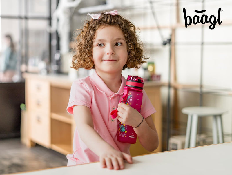 Baagl Kinder Trinkflasche Auslaufsicher Wasserflasche 500ml, Schule und Sport Flasche für Jungen Mäd