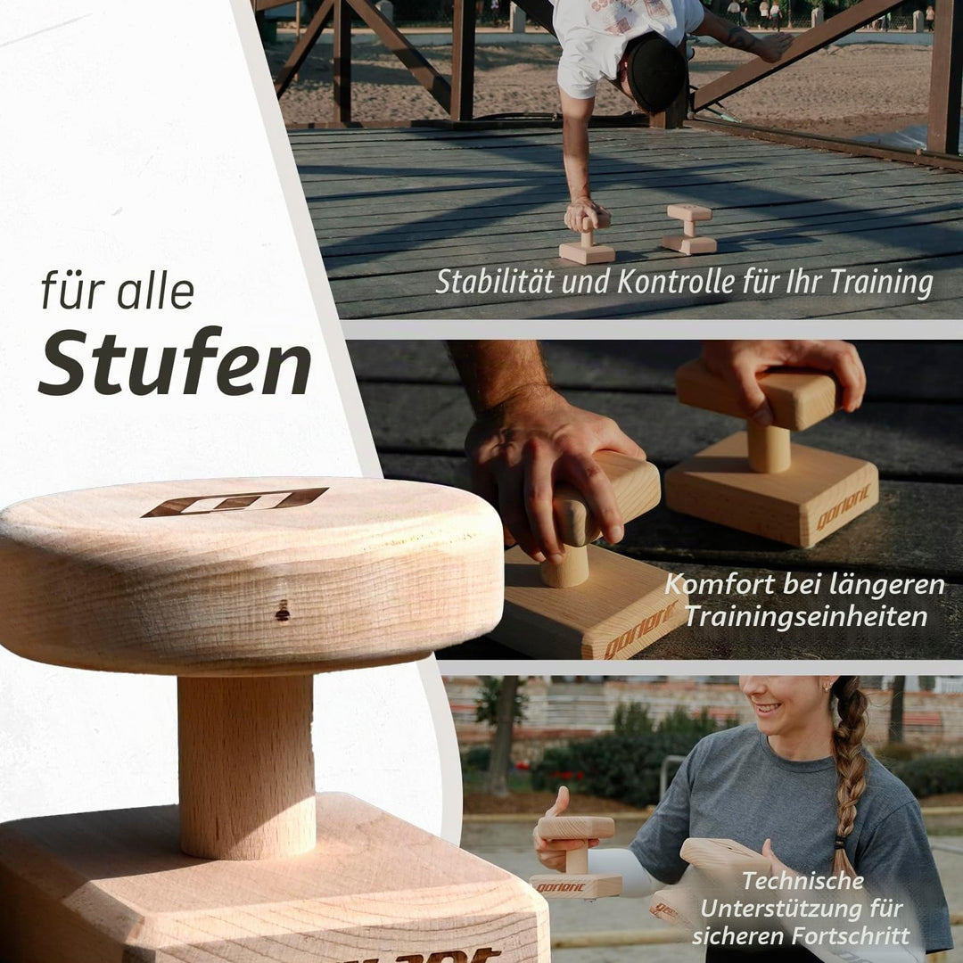 Gorletic Basic Balance Blocks - Gleichgewichtsblöcke für Handstand, Calisthenics, Liegestütze, Holzd