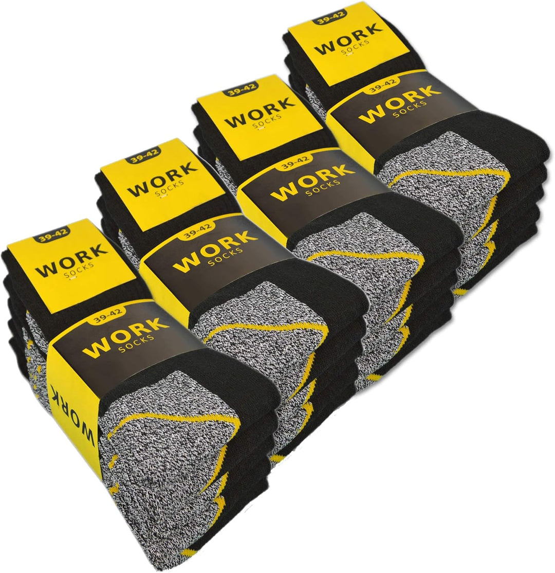 Herren Arbeitssocken (10 oder 20 Paar) WORK Socken Baumwolle 43-46 20 Paar | Schwarz/Grau Meliert, 4