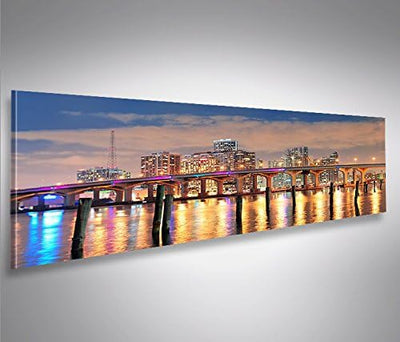 islandburner Bild Bilder auf Leinwand Miami V2 South Beach Panorama XXL Poster Leinwandbild Wandbild