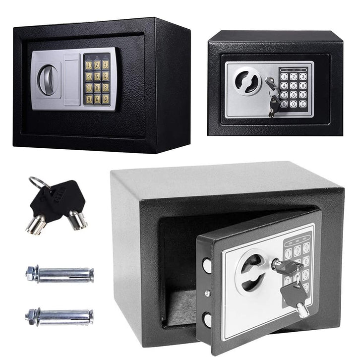 Digital Safe Tresor mit Schlüssel, Möbeltresor Wasserdichte, Elektr. Tresor Mini Safe Elektronischer