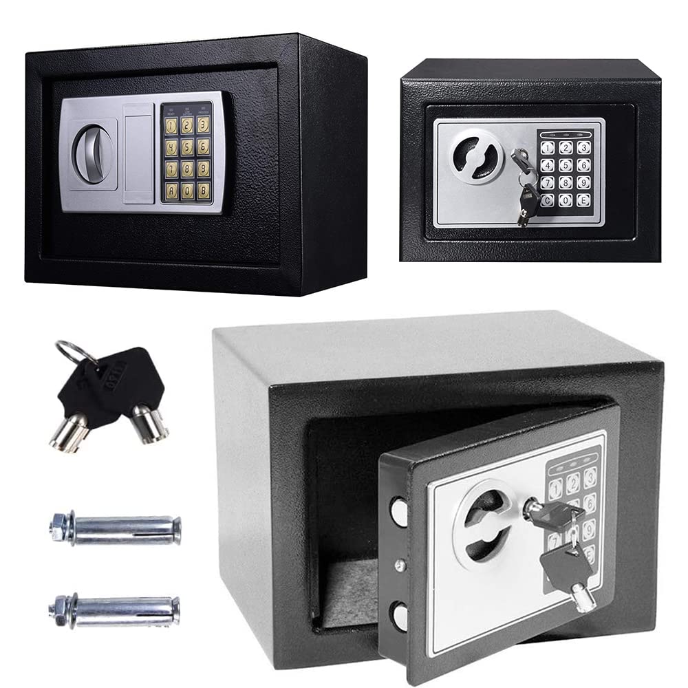 Elektronischer Tresor für Zuhause, Tresor Klein 4.6L Digital Safe Tresor mit Schlüssel und Passwort,