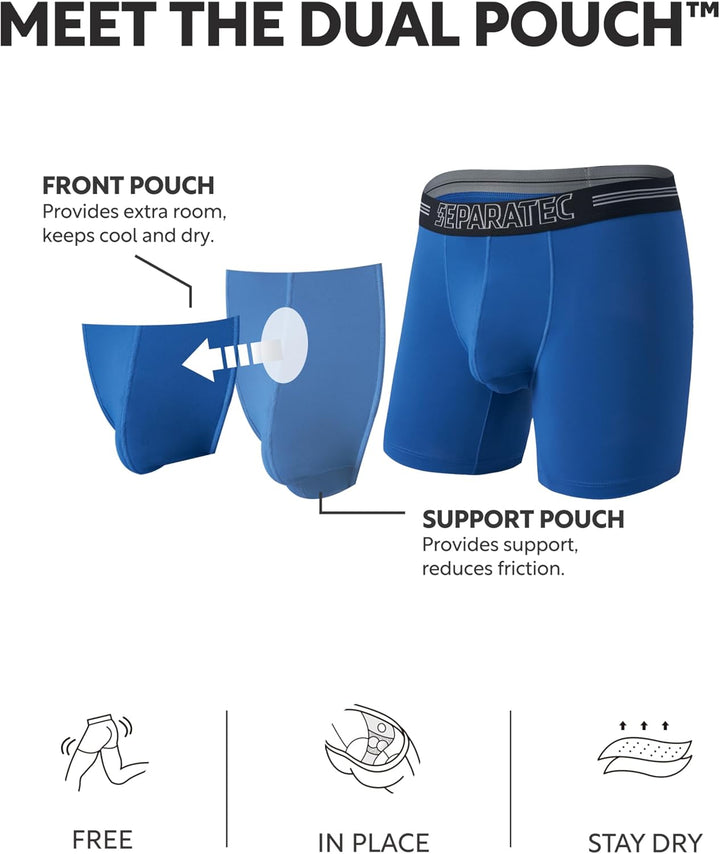 Separatec Boxershorts Herren 3er-Pack Sport Schnell trocknend Doppelbeutel Dual Pouch Unterhosen Män