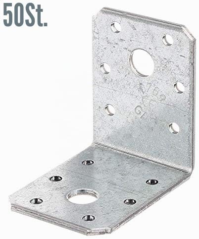 Alberts 846794 Winkelverbinder | sendzimirverzinkt | 60 x 60 x 45 mm | 50er Set, 60 x 60 x 45 mm