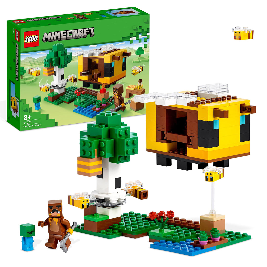 LEGO 21241 Minecraft Das Bienenhäuschen, Farm-Spielzeug mit baubarem Haus, Baby-Zombie und Tier-Figu