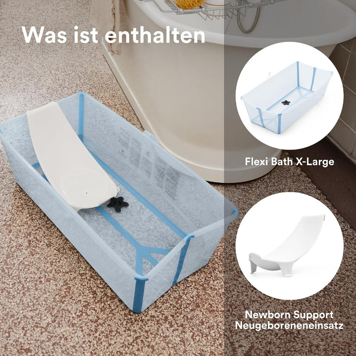 Stokke Flexi Bath X-Large (Ocean Blue) mit Ständer für Neugeborene, langlebig &amp; einfach zu verstauen
