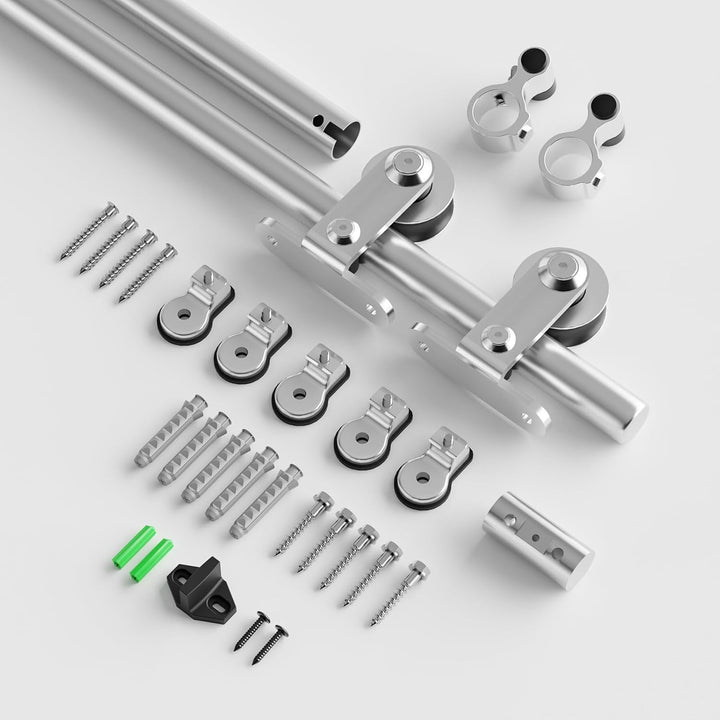 Schiebetürbeschlag Edelstahl 183cm Schiebetüren Schiebetürsystem Komplettset Laufschiene Rollen Set