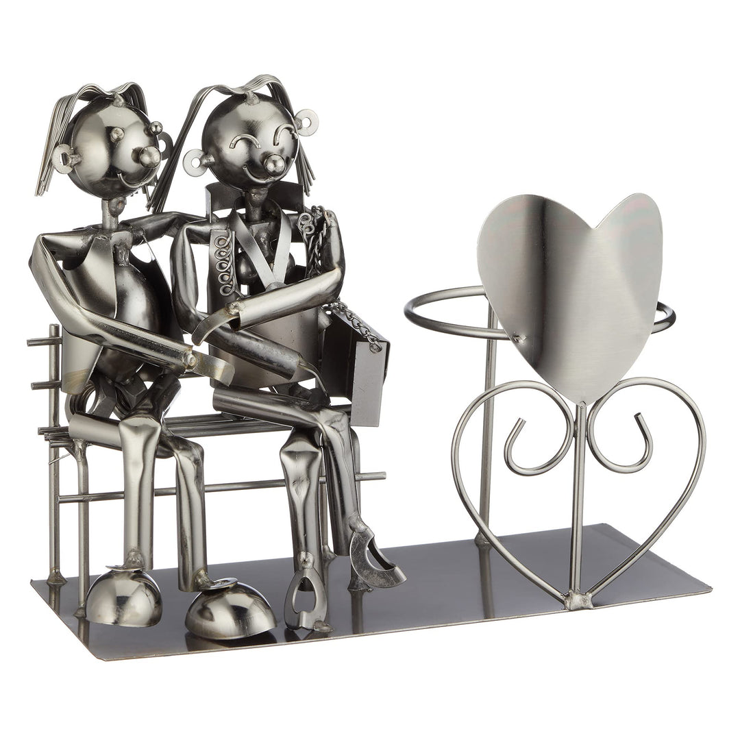 Cepewa Flaschenhalter Hochzeitspaar aus Metall Liebespaar Hochzeitsgeschenk für Flaschen Grösse ca.