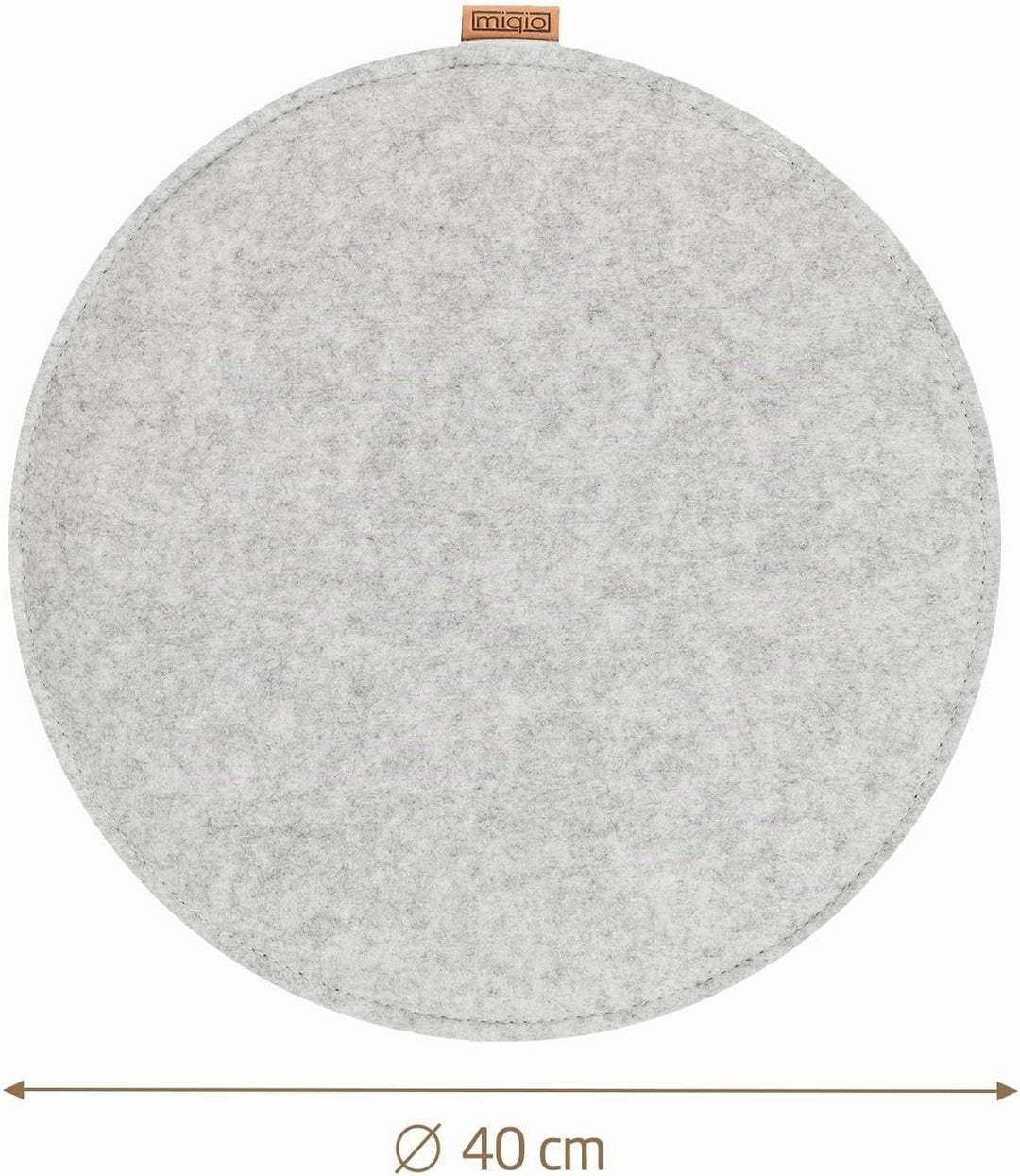 Miqio Design Filz Sitzkissen XL Rund mit Antirutschnoppen | 40cm | 2er-Set | Indoor und Outdoor | Na