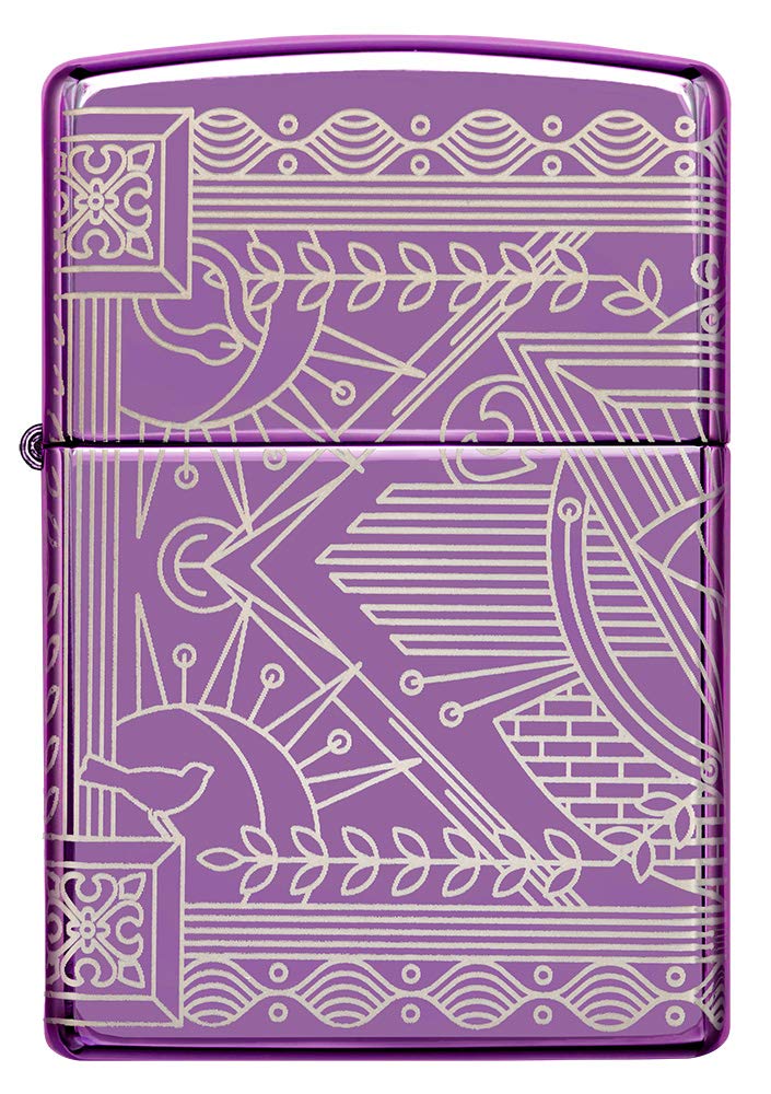 ZIPPO – Sturmfeuerzeug, Hyper Pastiche, 360° Laser Engraved, High Polish Purple, nachfüllbar, in hoc