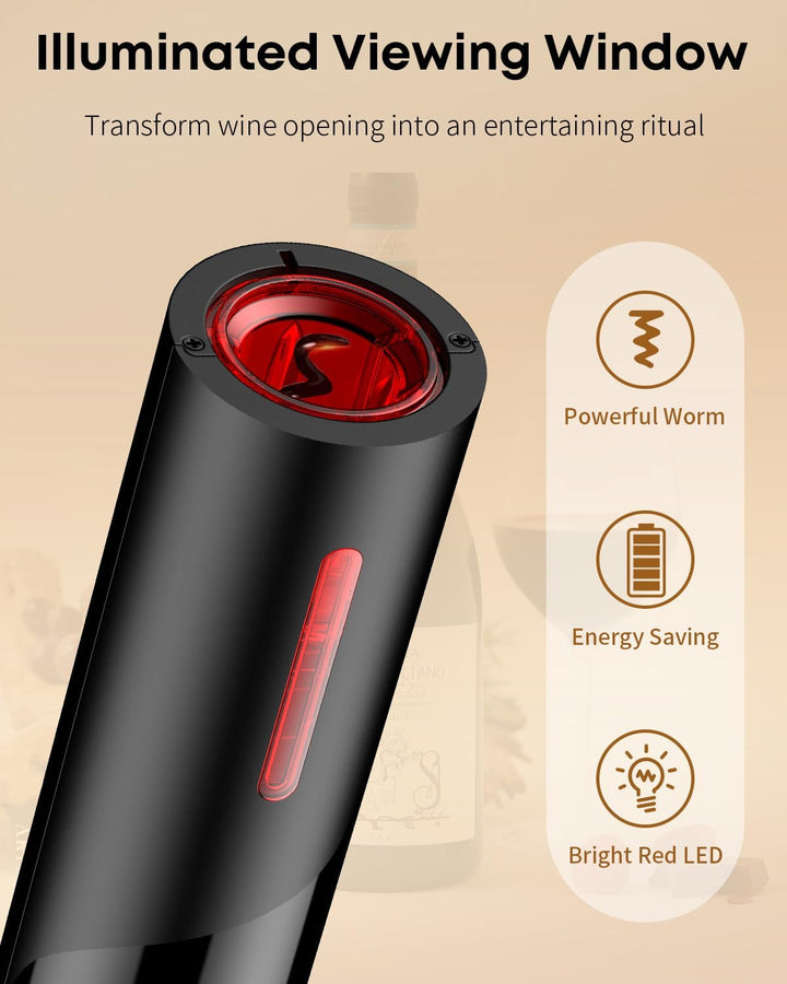 Pawfly Akku Elektrischer Weinflaschenöffner mit Folien Schneider Automatischer Weinöffner USB-C Aufl