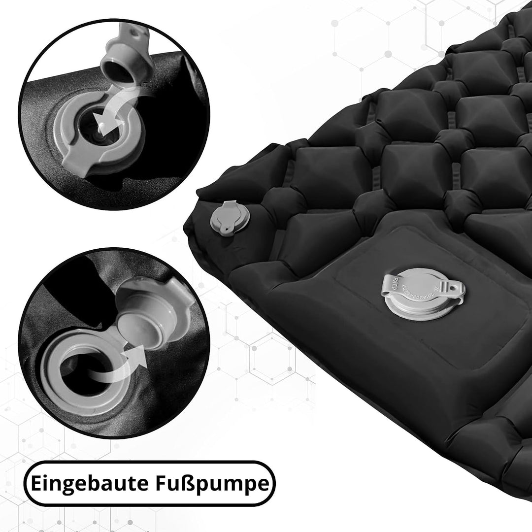 Aufblasbare Einzel-Schlafmatratze Für Camping – Selbstaufblasbare Luftmatratze Mit Integrierter Fuss