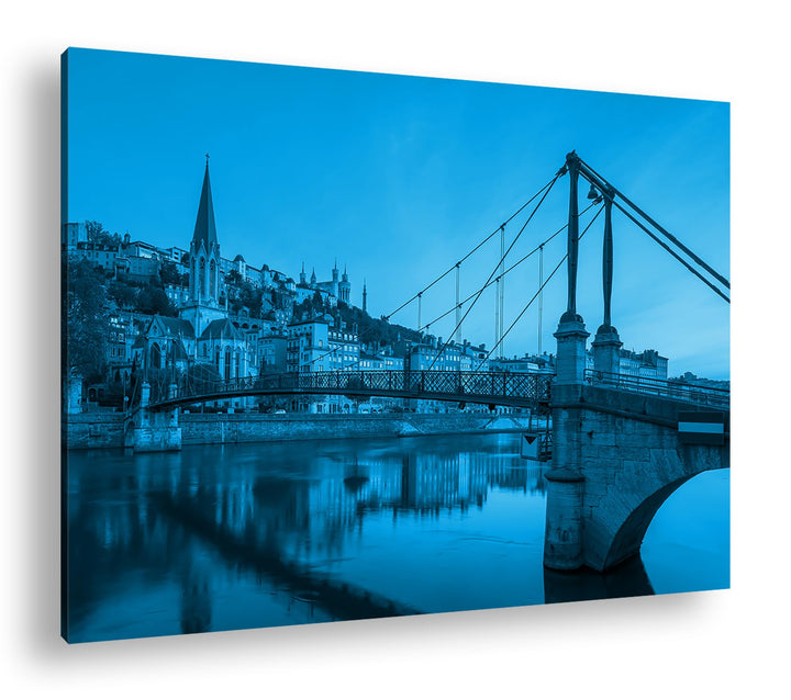 deyoli Kirche in Budapest Format: 80x60 cm Effekt: Monocrome Blau als Leinwandbild, Motiv fertig ger