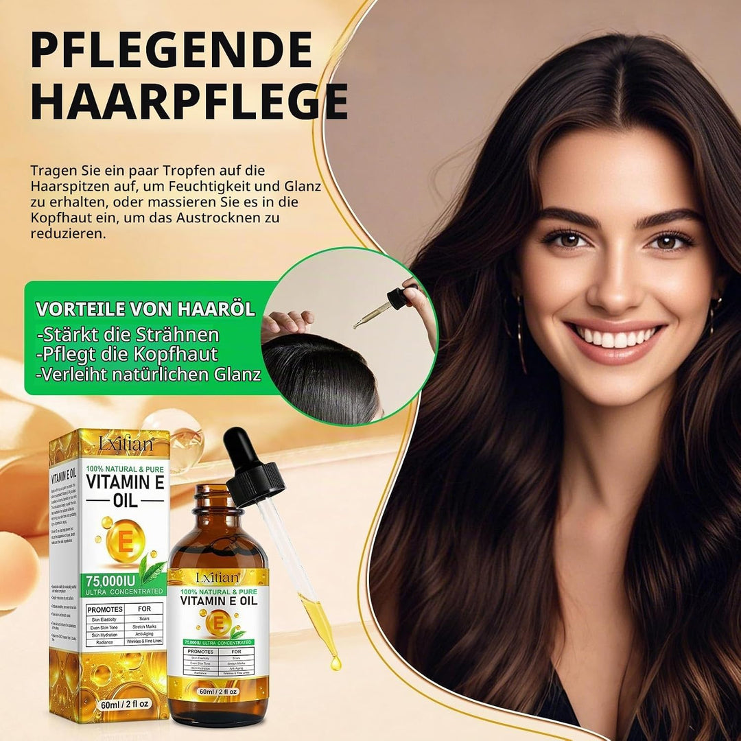 Vitamin E Öl Für Gesicht Und Haut, 75,000 IU, 100% Natürliches &amp; Reines Vitamin E Oil für Haut, Gesi