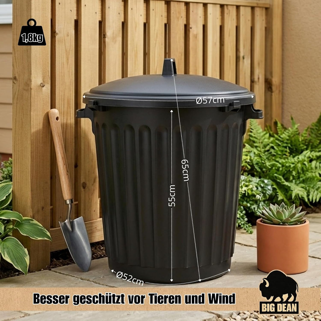 BigDean Mülltonne 80 Liter 55cm durchmesser verschliessbarem Deckel