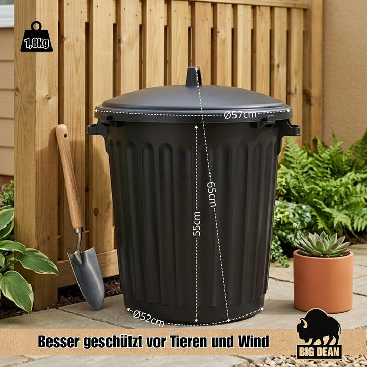 BigDean Mülltonne 80 Liter 55cm durchmesser verschliessbarem Deckel