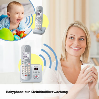 Panasonic KX-TG6863GS Schnurlostelefon mit 3 Mobilteilen und Anrufbeantworter (Bis zu 1.000 Telefonn