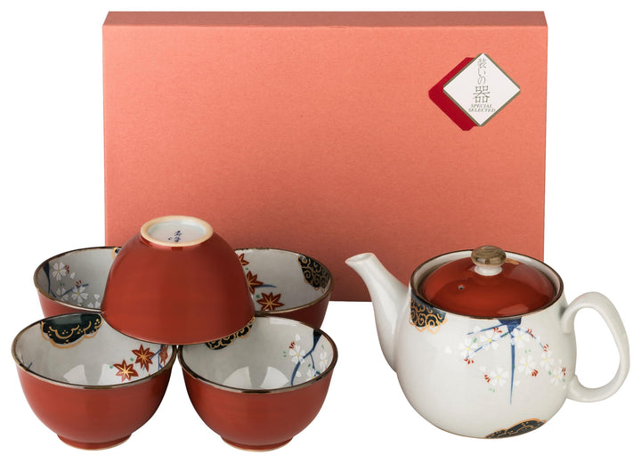 Japanisches Teeservice SHUMAKI Geschenkset hergestellt in Japan Teekanne 450 ml, Teeschalen Ø 9 cm