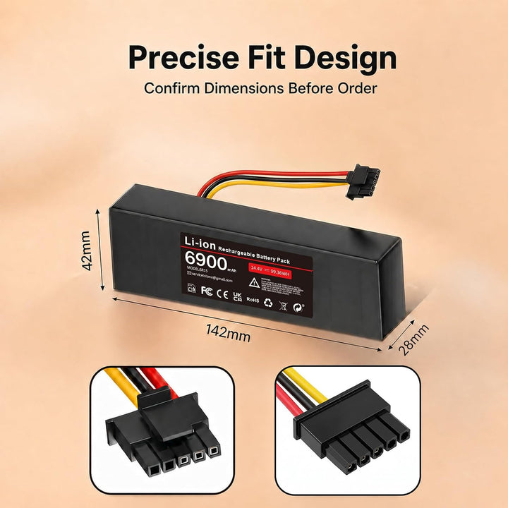 6900mAh Ersatzakku für Xiaomi Mop 2S / Mop Pro/Mop P, 14.4V Li-ion Akku mit Xiaomi Mijia STYTJ02YM /