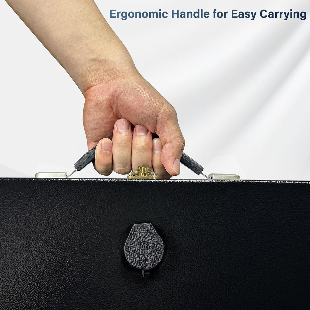 Tragbarer Safe – Feuerfeste Geldkassette 20L mit Tragegriff, Abschliessbare Box für Zuhause, Sichere