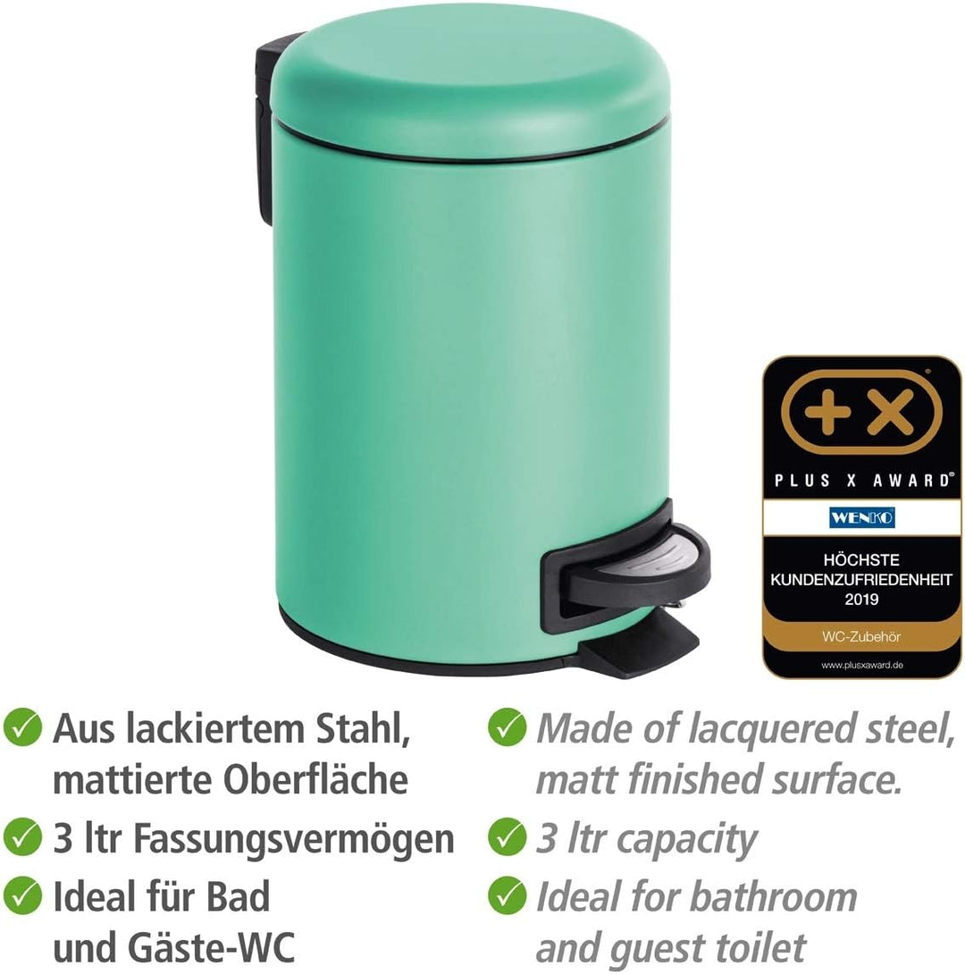 WENKO Treteimer Leman, 3 Liter, mit herausnehmbarem Einsatz, aus lackiertem Stahl, 17 x 25 x 22,5 cm