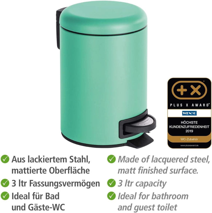 WENKO Treteimer Leman, 3 Liter, mit herausnehmbarem Einsatz, aus lackiertem Stahl, 17 x 25 x 22,5 cm