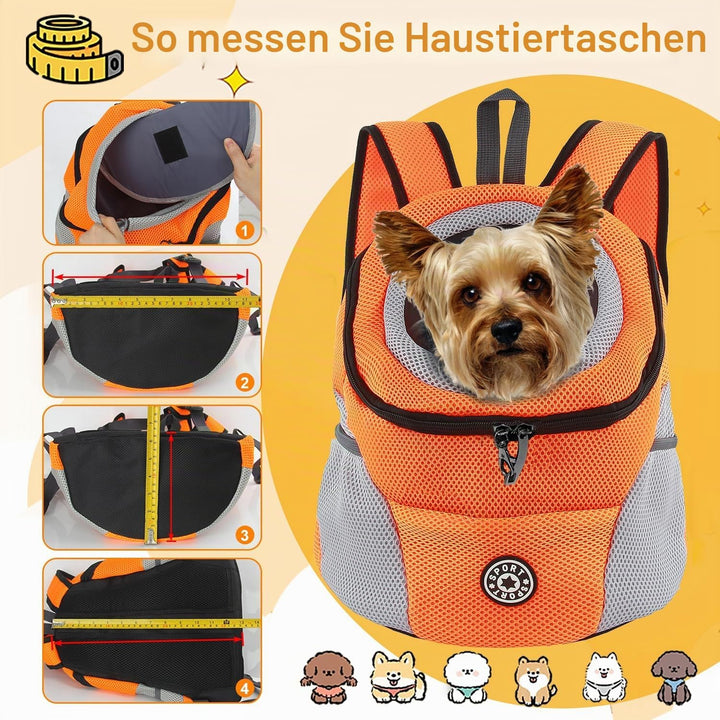 Hundetrage-Rucksack Welpentasche Kleine Haustier-Fronttasche mit Atmungsaktivem, Head-Out-Design, Wa